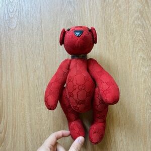 GUCCI GG Monogram Teddy Bear Red Canvas No Box Used